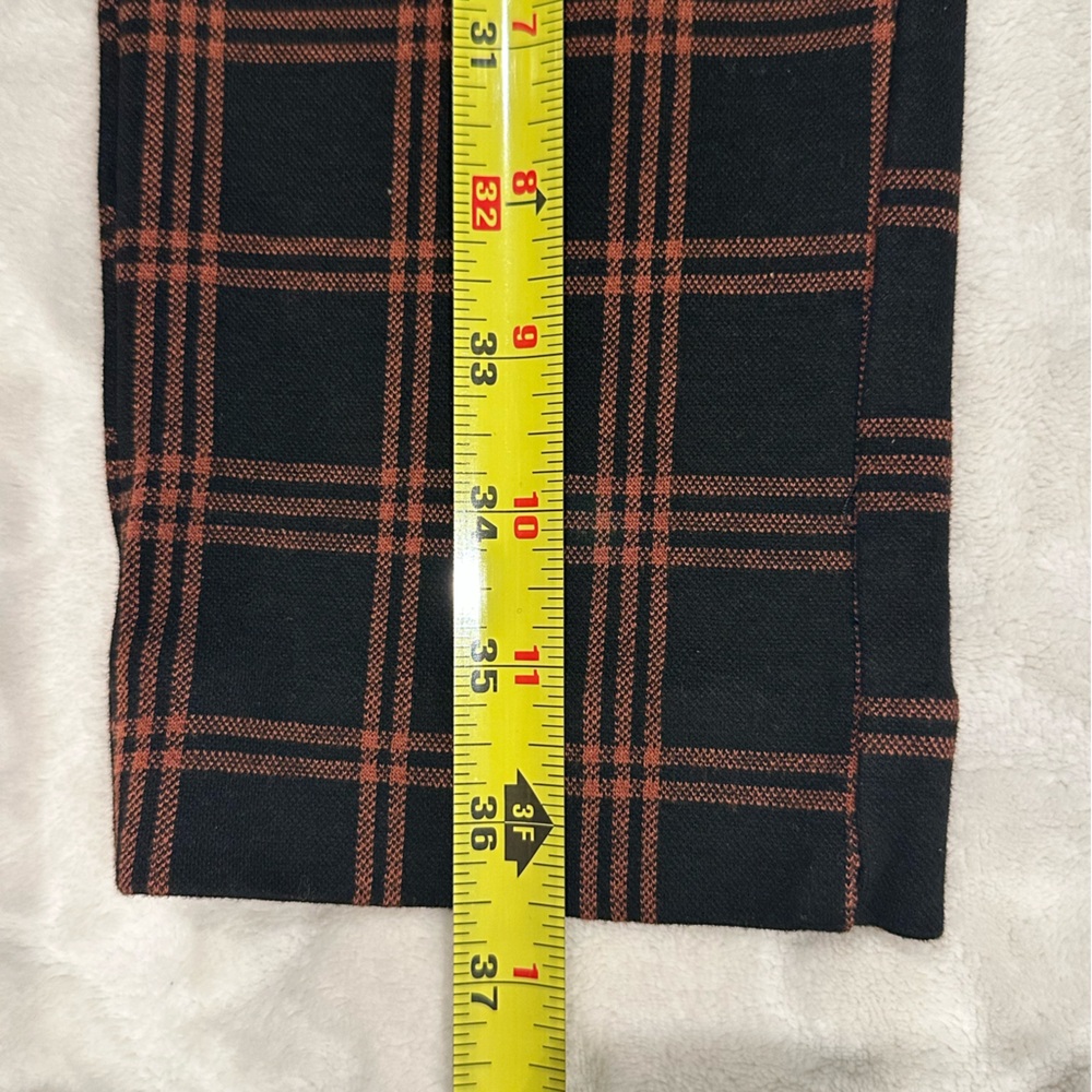 Nordstrom Rack Black and Rust Plaid Ankle Pants, Stretch, Zipper and Button XS - Picture 9 of 16